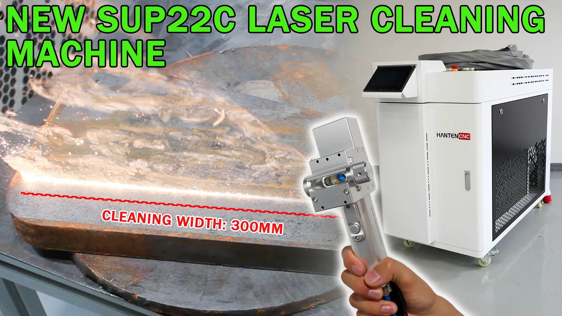 HANTENCNC Continuous Laser Cleaning Machine with SUP22C Cleaning Head and New Design