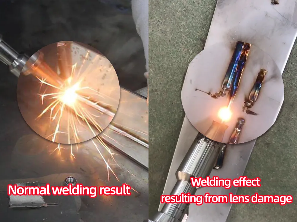 Normal welding result VS Welding effect resulting from lens damage