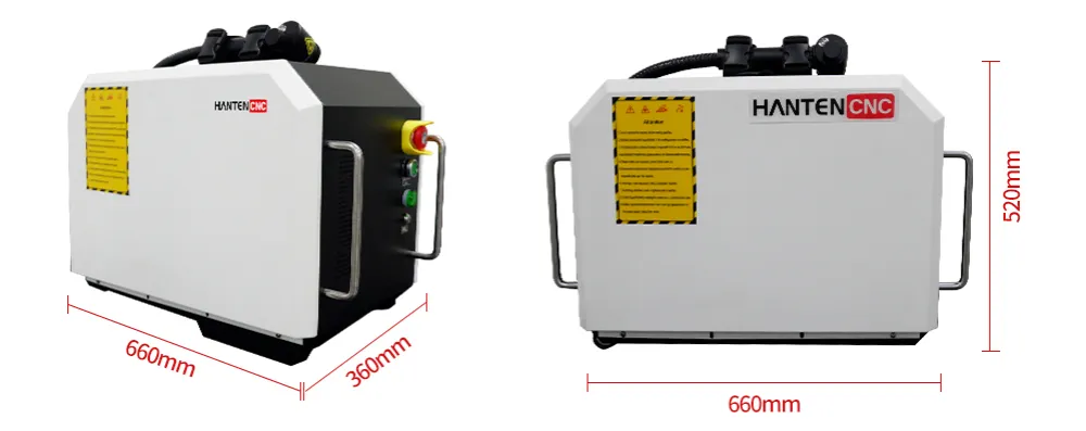 100W Pulsed Portable Laser Cleaning Machine dimensions