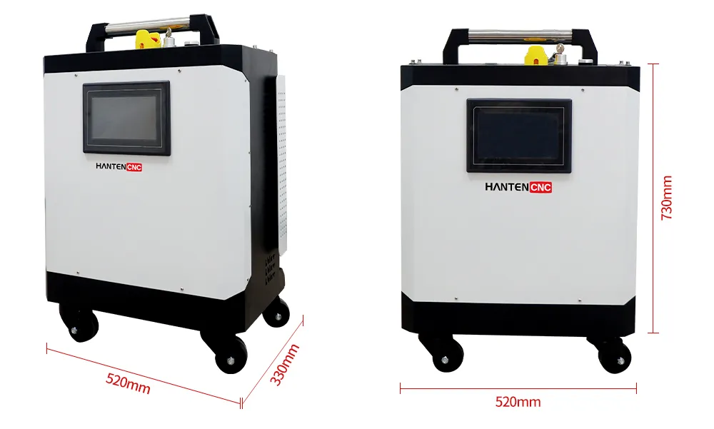 200W 300W Pulse Oil And Rust Cleaning Laser Machine dimensions