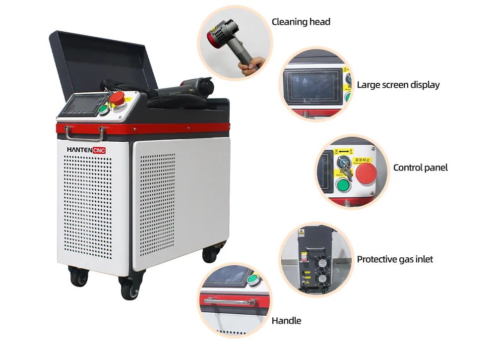 200W Air-Cooled Pulse Laser Cleaning Machine Detail Showcase