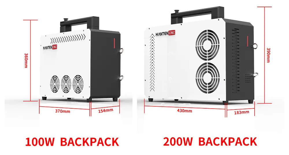 200W Backpack Pulse Laser Cleaning Machine dimensions