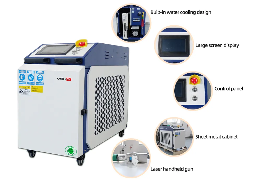 Component Details Display of 1000W To 3000W Mini Laser Cleaning Machine