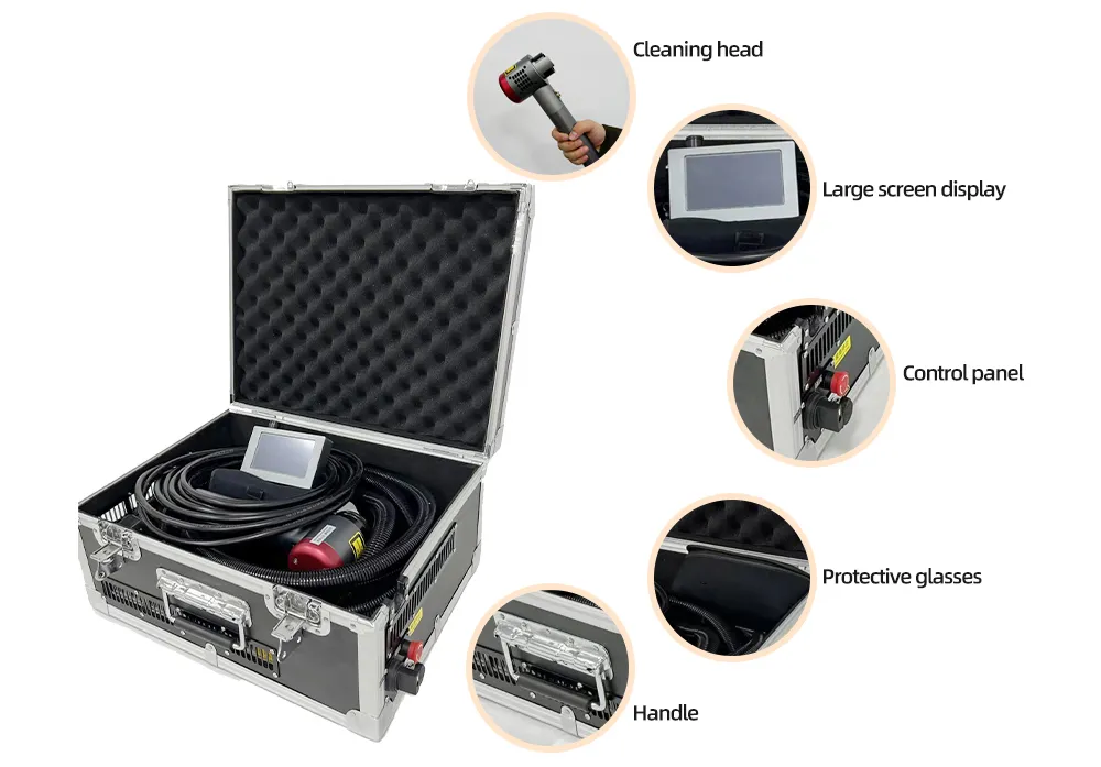 Component Details Display of 200W JPT Suitcase Pulse Portable Laser Cleaner