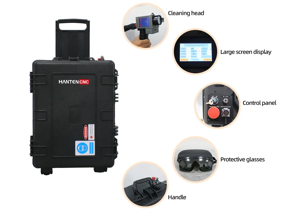 Component Details Display of 300W Suitcase Pulse Laser Cleaning Machine