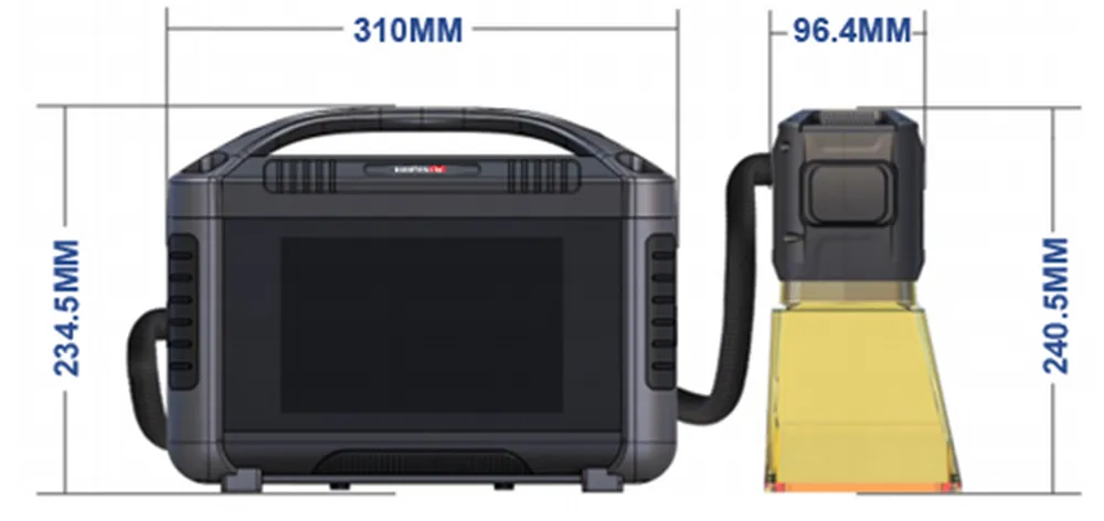 20W 30W handheld laser marking machine dimension