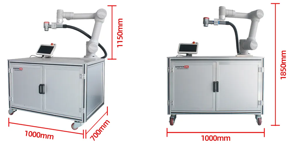 Dimensions of Laser Cleaning Machine with a Collaborative Robot Arm