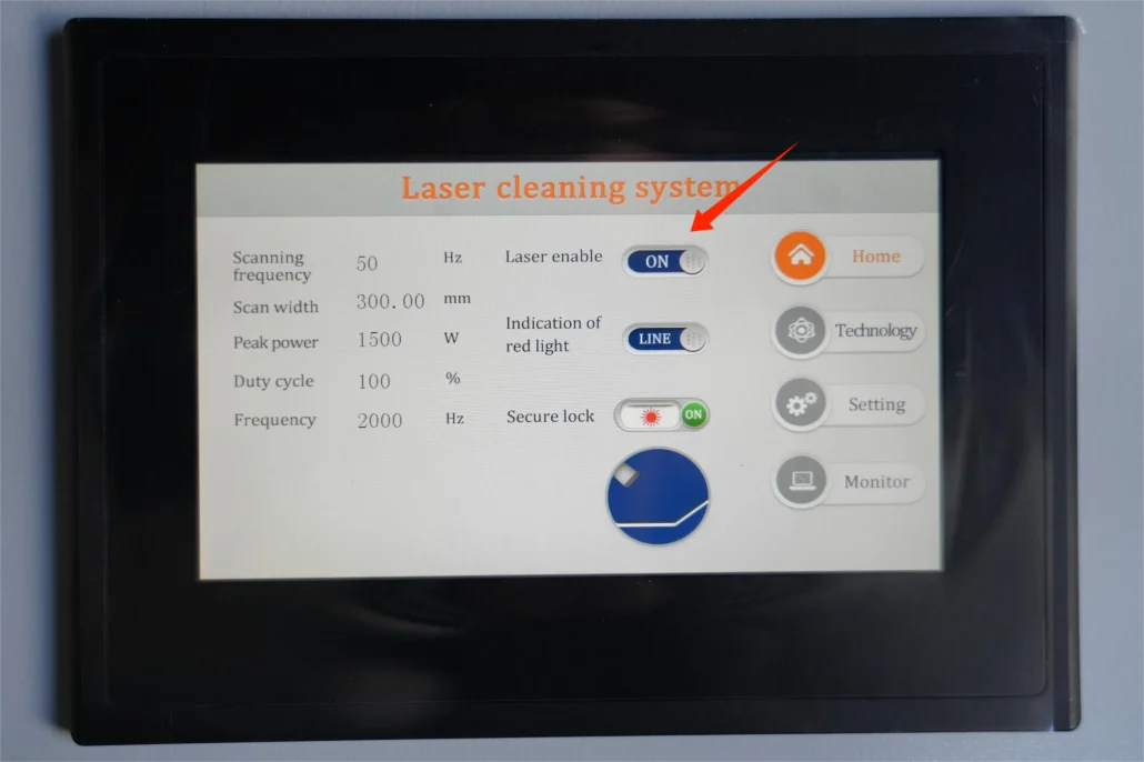 How to Operate a Continuous Laser Cleaning Machine - single pendulum cleaning head interface selection