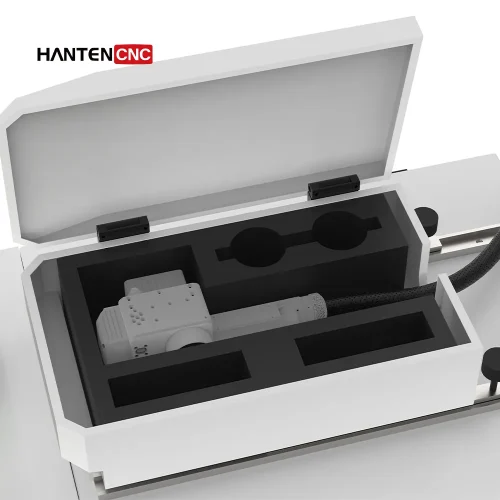 This 2000w pulse laser cleaning features a storage compartment