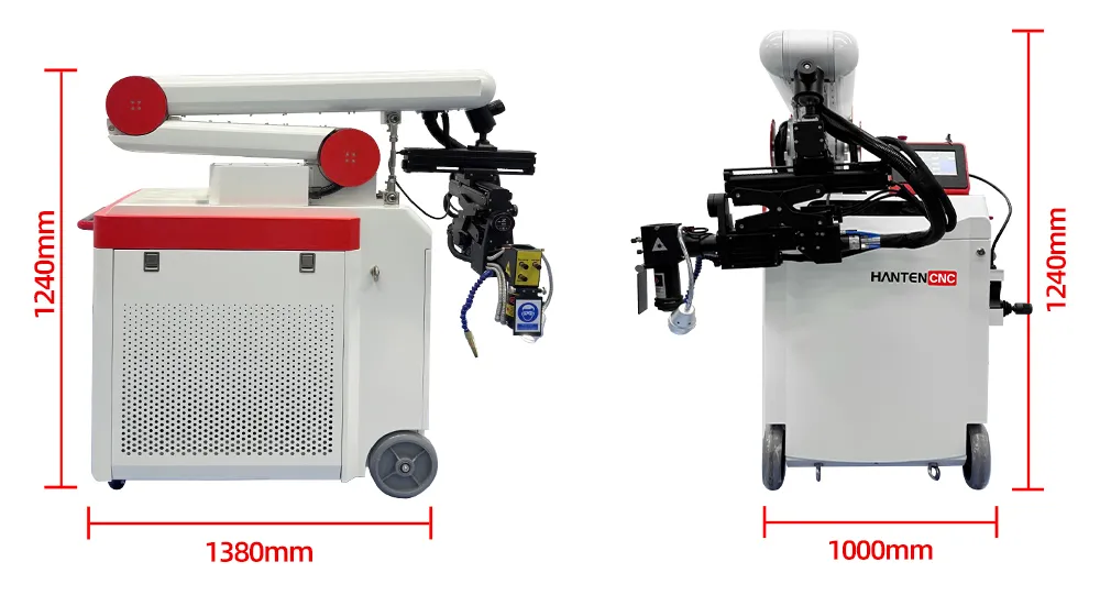 Articulated-Arm Laser Welding Machine for Large Mold Repair -machine dimensions