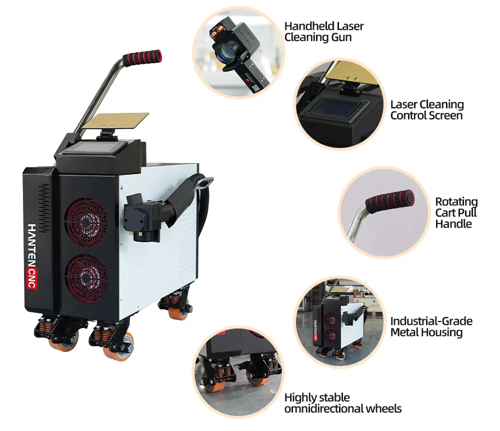 500W pulse laser cleaning machine components- HANTENCNC